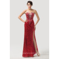 Grace Karin Mode Femmes Sexy Dress Split Beques Perles Long Red Robes de bal gratuits CL6102